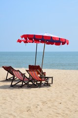 Beach chair at Cha-am Beach, thailand