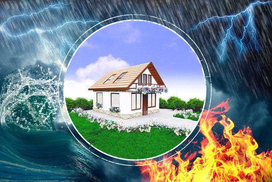 House insurance, protection from fire, rain, lightning and disaster