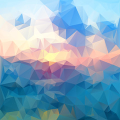 Polygonal mosaic background in blue and pink colors.