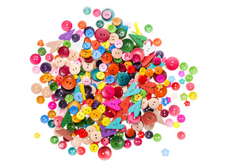 Different shape and colors sewing buttons. Colorful background t