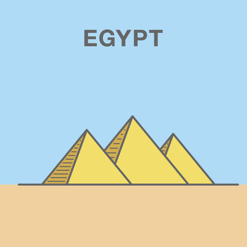General view of pyramids from the Giza Plateau color illustration (three pyramids known as Queens' Pyramids on front side; next in order from left: the Pyramid of Menkaure, Khafre and Chufu)