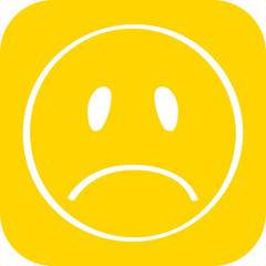 Handgezeichnetes trauriges Smiley-Icon mit gelbem Hintergrund
