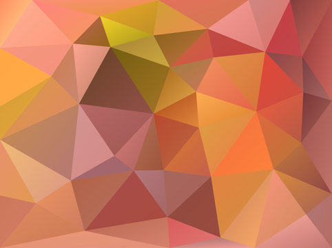 Polygonal mosaic abstract geometry background landscape in red,