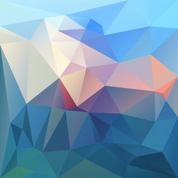 Polygonal mosaic background in blue and pink colors.