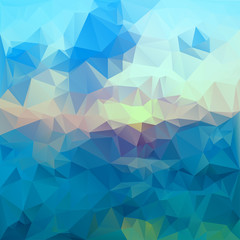 Polygonal mosaic background in blue, green and pink colors.