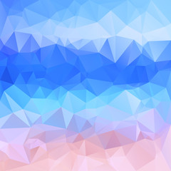 Polygonal mosaic background in blue and pink colors.