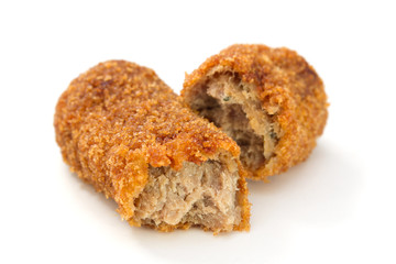 meat croquettes on white background isolated