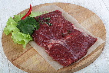 Raw machete steak