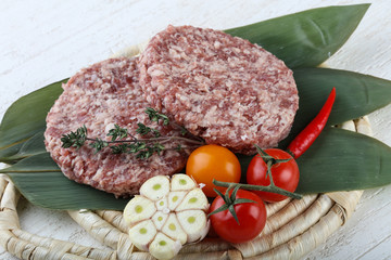 Raw burger cutlet