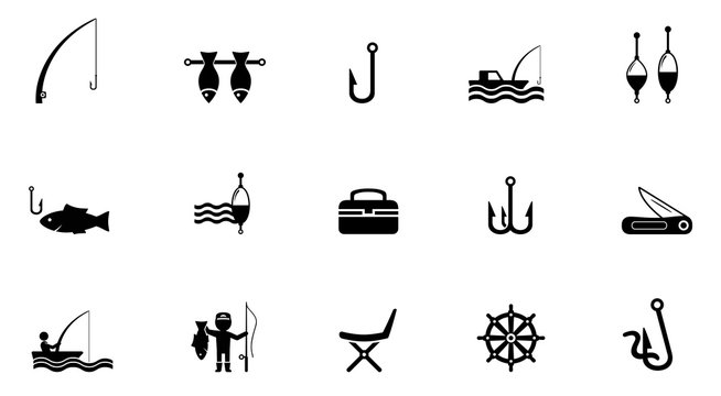 fishing isolated icons