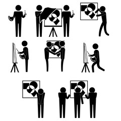 art exhibition for artist and selling painting icon sign symbol vector pictogram

