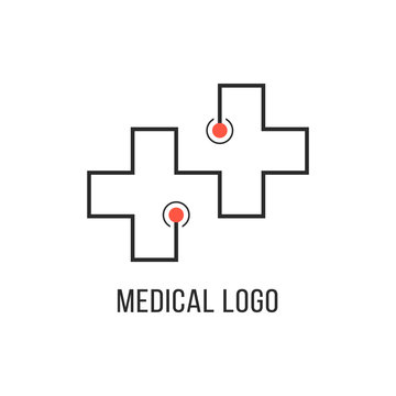 medical logotype with thin line cross