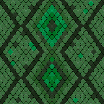 Decorative Green Snake Print Seamless Pattern