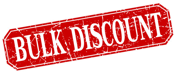 bulk discount red square vintage grunge isolated sign