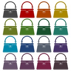 Women's handbag icons set