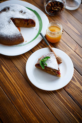 sweet honey cake with cherries 