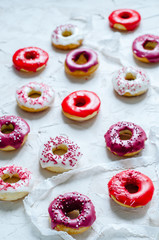 Homemade donuts with various toppings