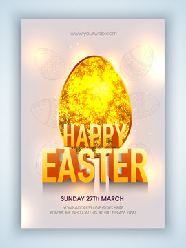 Golden Egg with 3D text for Easter celebration.