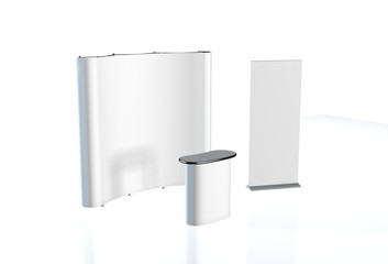 Trade exhibition stand, Exhibition Stand round, 3D rendering vis