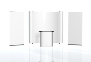 Trade exhibition stand, Exhibition Stand round, 3D rendering vis
