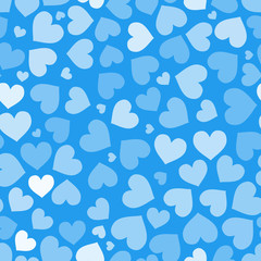 Fototapeta na wymiar Hearts on blue, seamless pattern