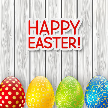 Easter greeting card with color eggs 