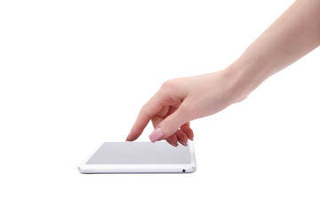 hands holding a tablet touch computer