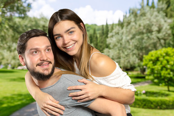 Fototapeta premium Cheerful young couple standing