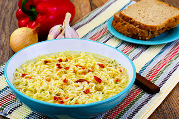 Tasty Chicken Soup with Chinese Noodles