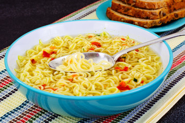 Tasty Chicken Soup with Chinese Noodles