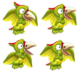 Cartoon dinosaurs flying - set - isolated - illustration for the children © honeyflavour