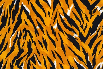 Zelfklevend Fotobehang texture of print fabric striped tiger © photos777