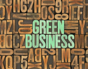 green business / caracteres d'imprimerie en bois