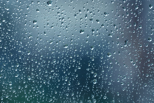 Drops of rain on glass