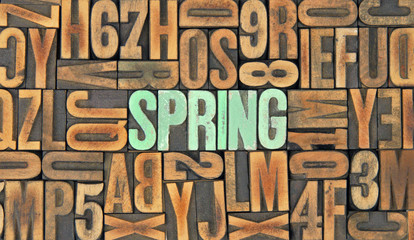 Spring / caracteres d'imprimerie en bois
