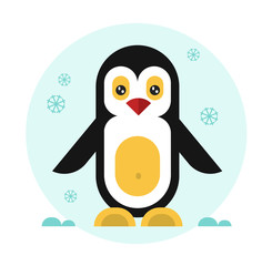 Cute geometric penguin. Vector flat design stock illustration.