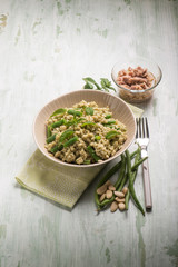cold rice salad with tuna greenbeans almond and mint