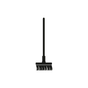 Simple minimal single vertical black Broom besom icon symbol style