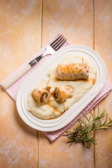 stuffed roll with purè