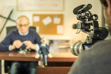 Cameraman filming a movie scene