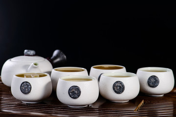 Japanese tea cup with hot tea