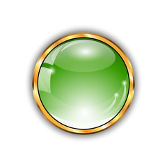Green shiny button with glass effect 