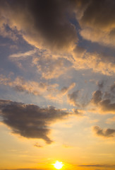 Scenic orange sunset sky background