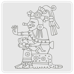 monochrome icon with symbols from Aztec codices for your design