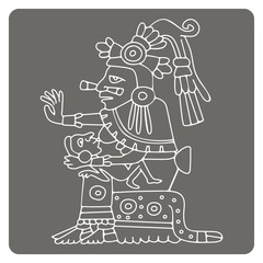 monochrome icon with symbols from Aztec codices for your design