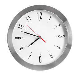 Round wall clock, isolated on white