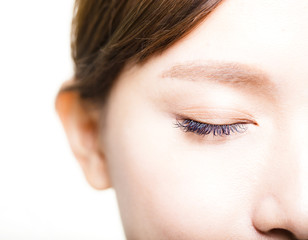 Fototapeta premium Closeup shot of young beautiful woman eyes