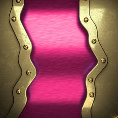 pink metal background with yellow element