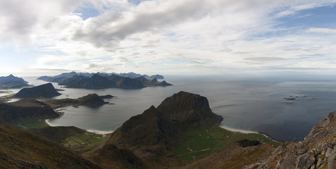 Fototapeta na wymiar Lofoten islands, Norway / Lofoten is an archipelago and a traditional district in the county of Nordland, Norway.