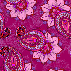 Raster  illustration of  seamless paisley pattern